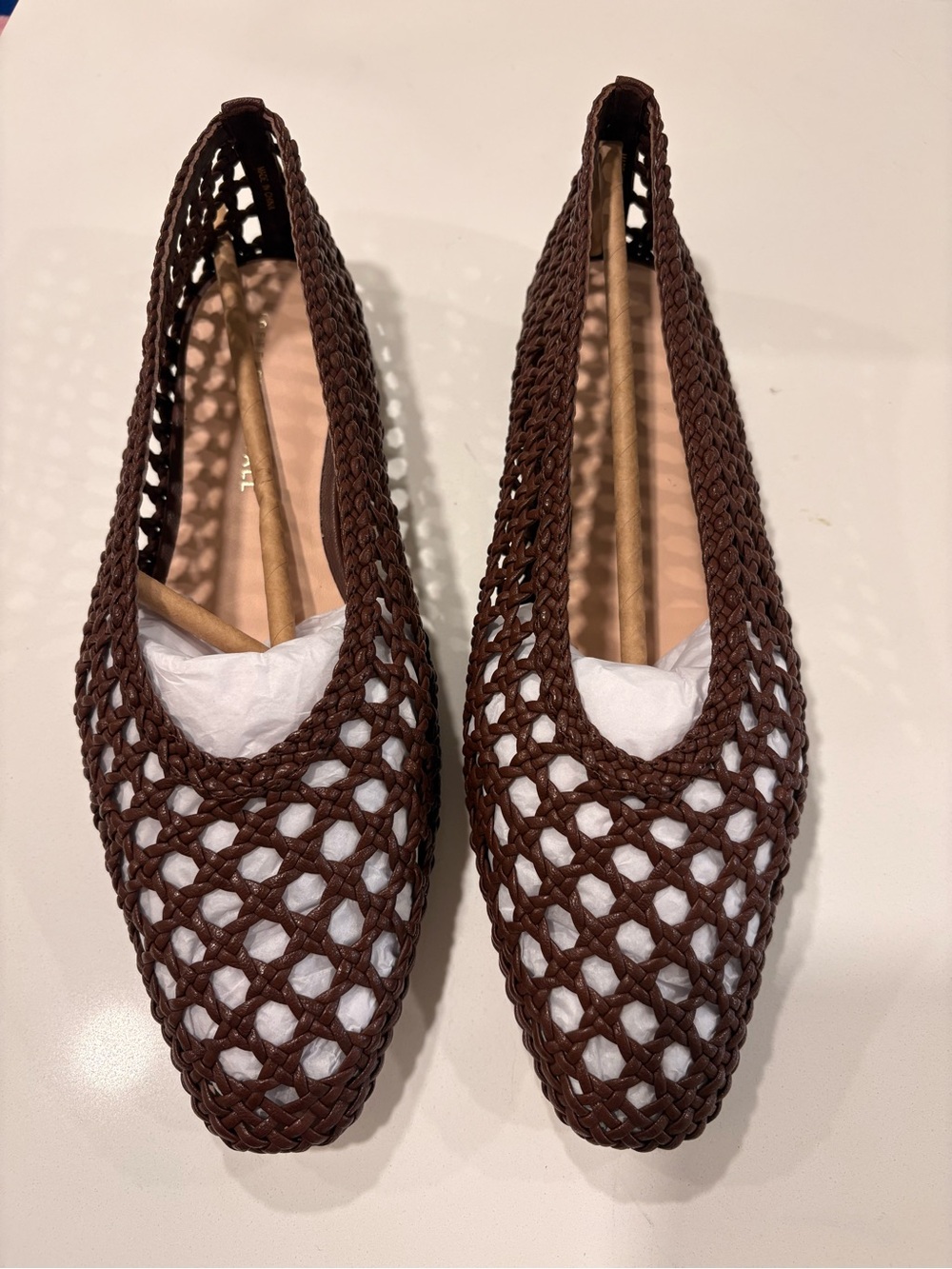 Loeffler Randall Chocolate Brown Woven Pointed Flats